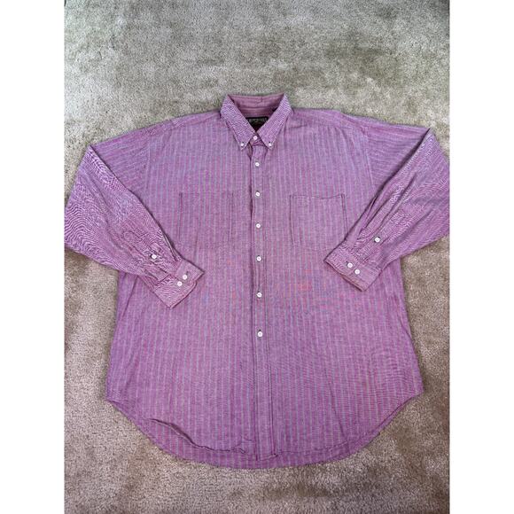 Vintage Men's American Eagle Long Sleeve Button Up Shirt L Red Striped C557 - Picture 1 of 11